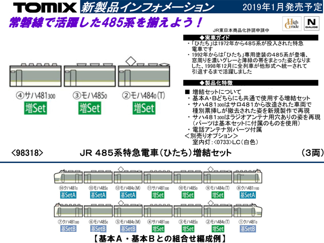 トミックス 98318 485系特急電車 (ひたち) 増結セット 3両 鉄道模型 Nゲージ | TamTam Online Shop