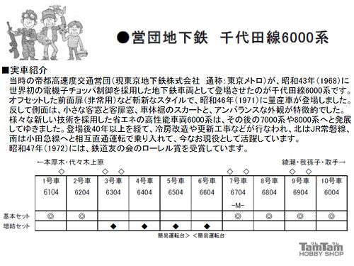 KATO 10-1144 営団地下鉄千代田線 6000系4両増結セット | TamTam