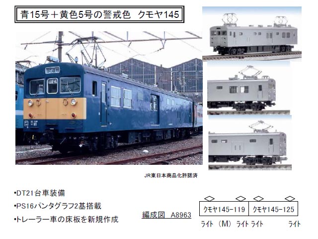 マイクロエース A8963 クモヤ145 N) A8963 クモヤ145-100番台 国府津電車区 2両セット | マイクロ